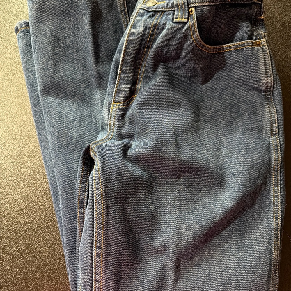 Flannel lined Men's Straight Jeans dark wash 30x30